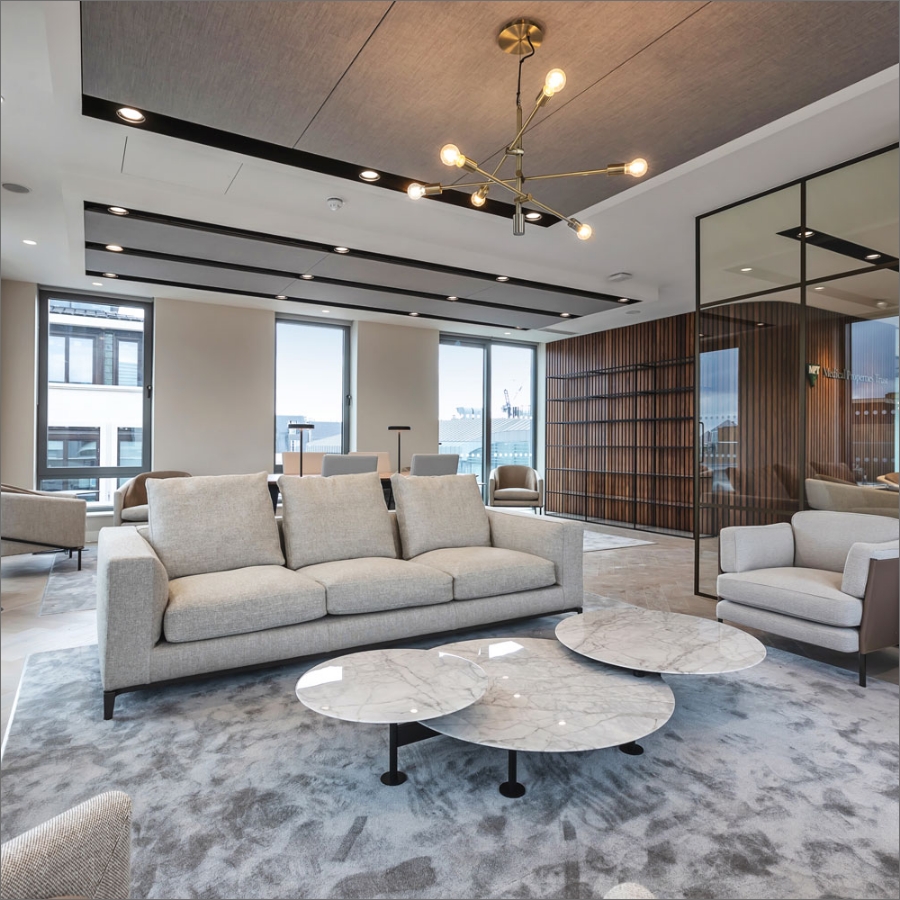 Bespoke white luxury office designed by office design company Arke