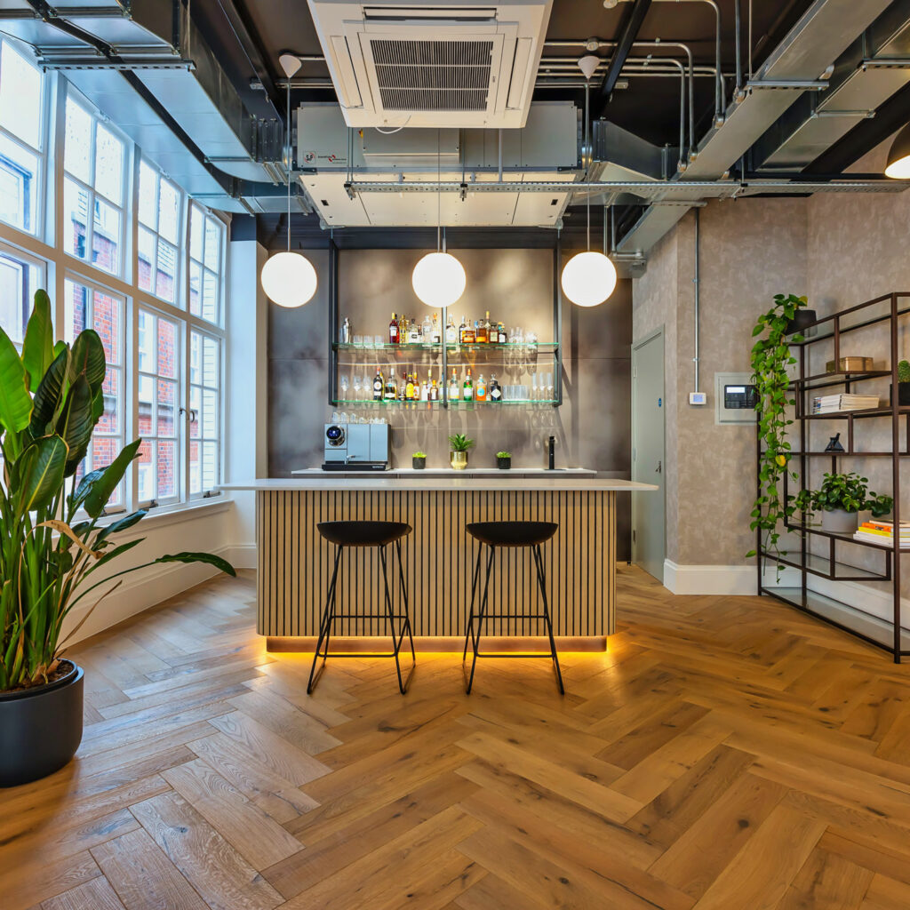 Bespoke office bar created by London based office design company Arke